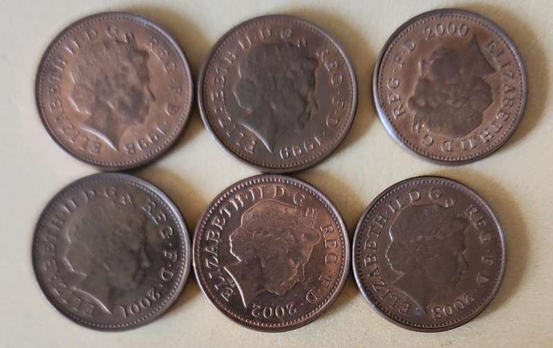 Great Britain ~ One Penny ~ 1998, 1999, 2000, 2001, 2002 & 2003