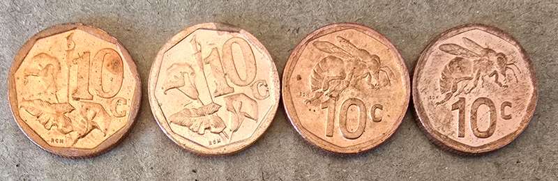 South Africa 10c set - 2021, 2022, 2023, 2024