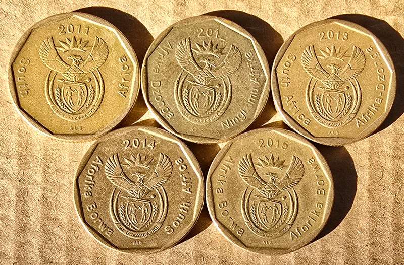 South Africa 50c set - 2011, 2012, 2013, 2014, 2015