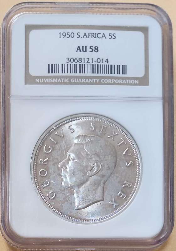 1950 Five (5) Shillings (Crown) AU58