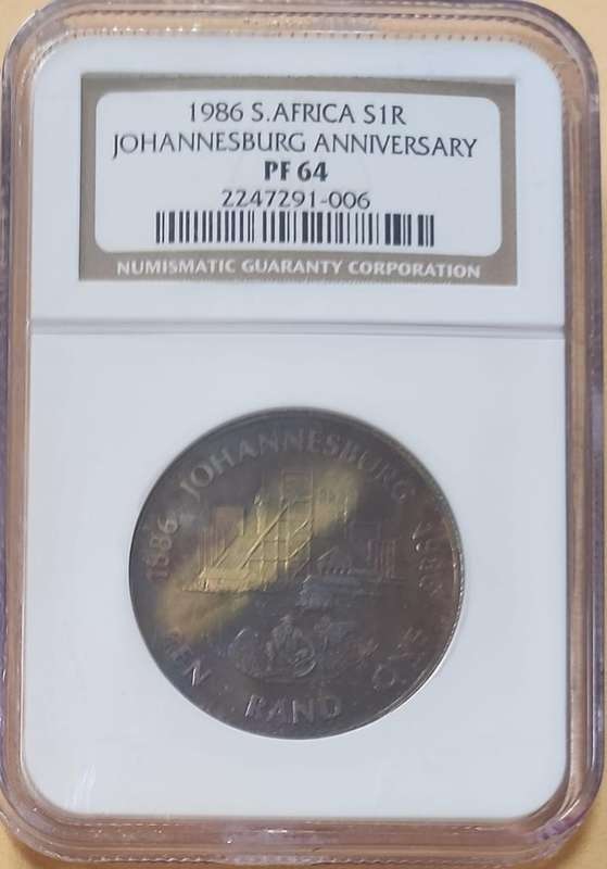 1986 R1 Silver PF64 ~ Johannesburg Centenary