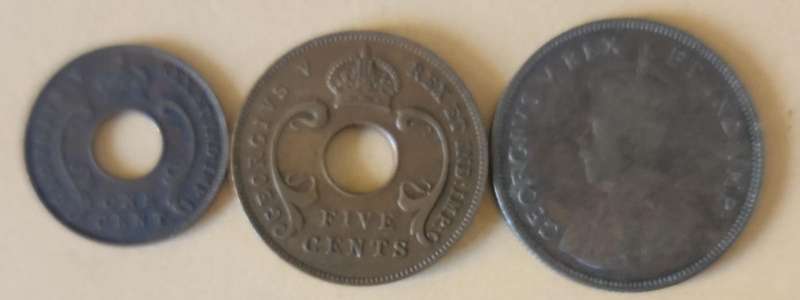 East Africa ~ 1923-One Cent, 1928-Five Cent, 1945-1 Shilling