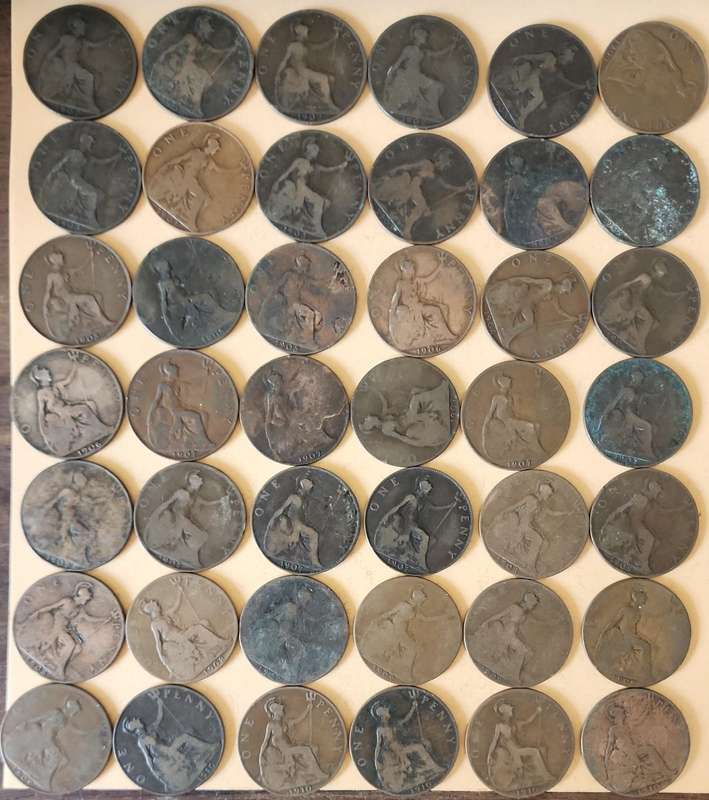 Great Britain ~ One Penny Edward VII (1901-1910) 42 coins!!
