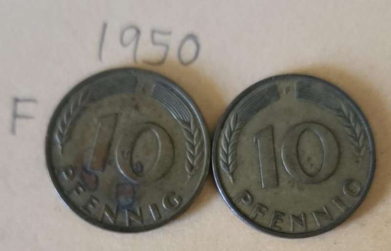 1950 F German 10 PFENNIG ~  Bid per Coin to take ALL!!