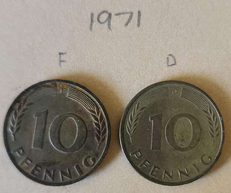 1971 D & F German 10 PFENNIG