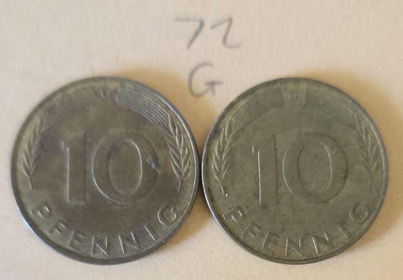 1972 G x2 German 10 PFENNIG