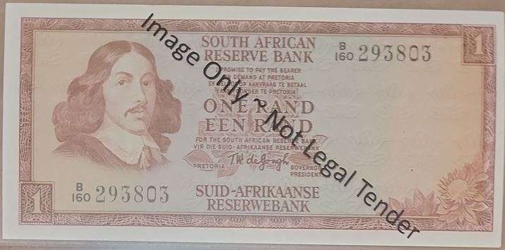 R1 2nd ISSUE 1973 ~ One Rand  ~ B160 293803 Unc