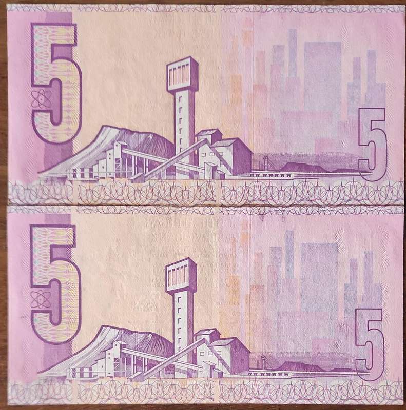 R5 Stals 1st & last ISSUE 1990 ~ FIVE Rand ~ CB7124461 & CB7124461