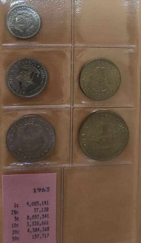 1963 ~ 1/2c, 1c, 2.5c, 5c, 10c, 20c