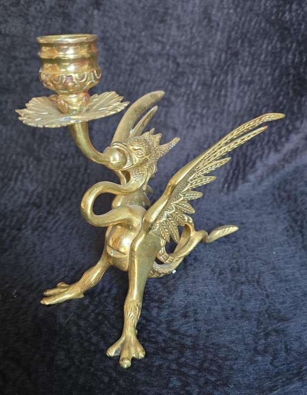 Bronze Dragon Candle Holder Antique Ornament