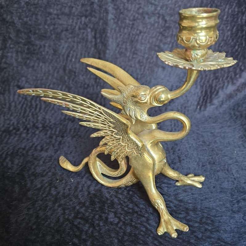 Bronze Dragon Candle Holder Antique Ornament