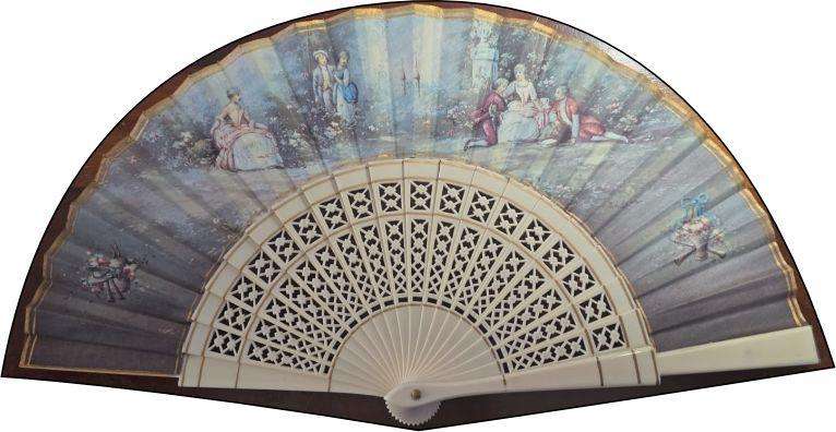 Spanish Souvenir Folding Hand Fan ~ Vintage Gallant Scene