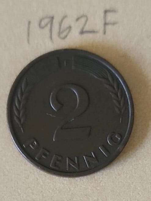 1962 F German 2 PFENNIG