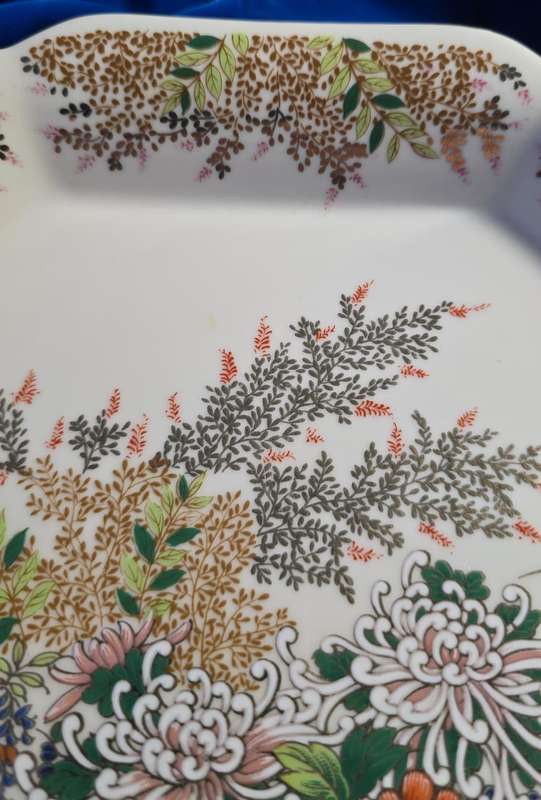 Vintage - ASAHI Japan Serving Platter, Floral, Gold Trim, Octagon