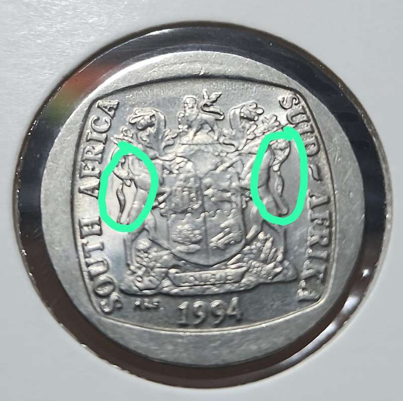 1994 R5 Error ~Struck Through~ Obv & Rev sides