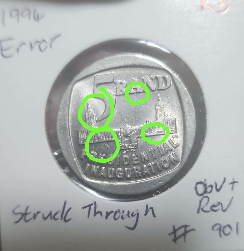 1994 R5 Error ~Struck Through~ Obv & Rev sides