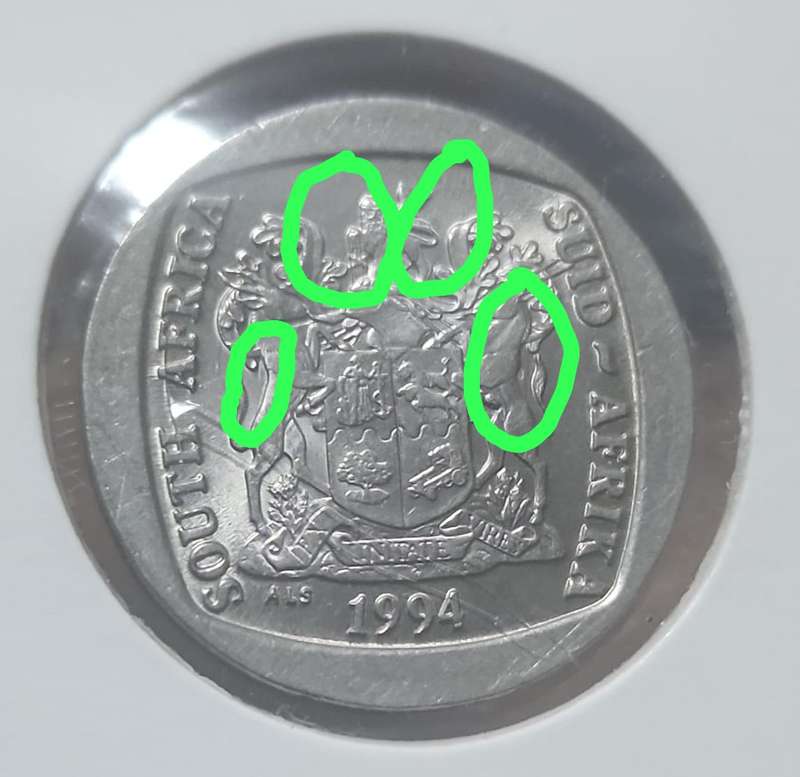 1994 R5 Error ~Struck Through~ Obv & Rev sides