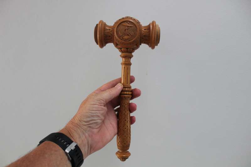 Maritime (Navy?) Gavel - one of a kind in carved wood (maple?)