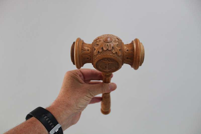 Maritime (Navy?) Gavel - one of a kind in carved wood (maple?)