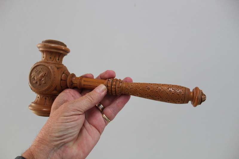 Maritime (Navy?) Gavel - one of a kind in carved wood (maple?)