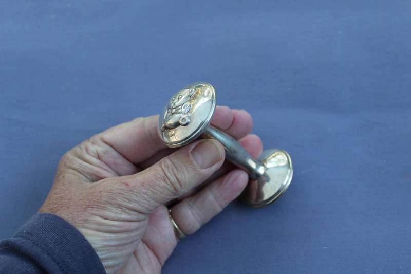 Sterling Silver Victorian baby's rattle - excellent!