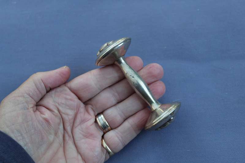 Sterling Silver Victorian baby's rattle - excellent!