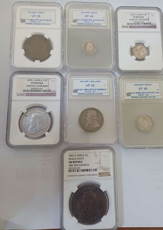 1892 Set from Penny to shilling single shaft
