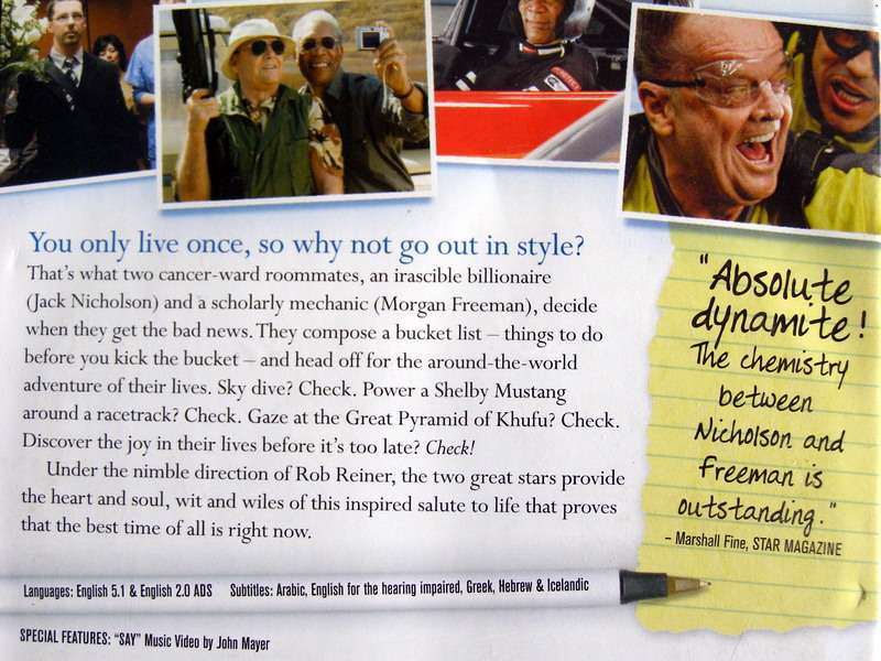 DVD MOVIE - THE BUCKET LIST with Jack Nicholson/Morgan Freeman