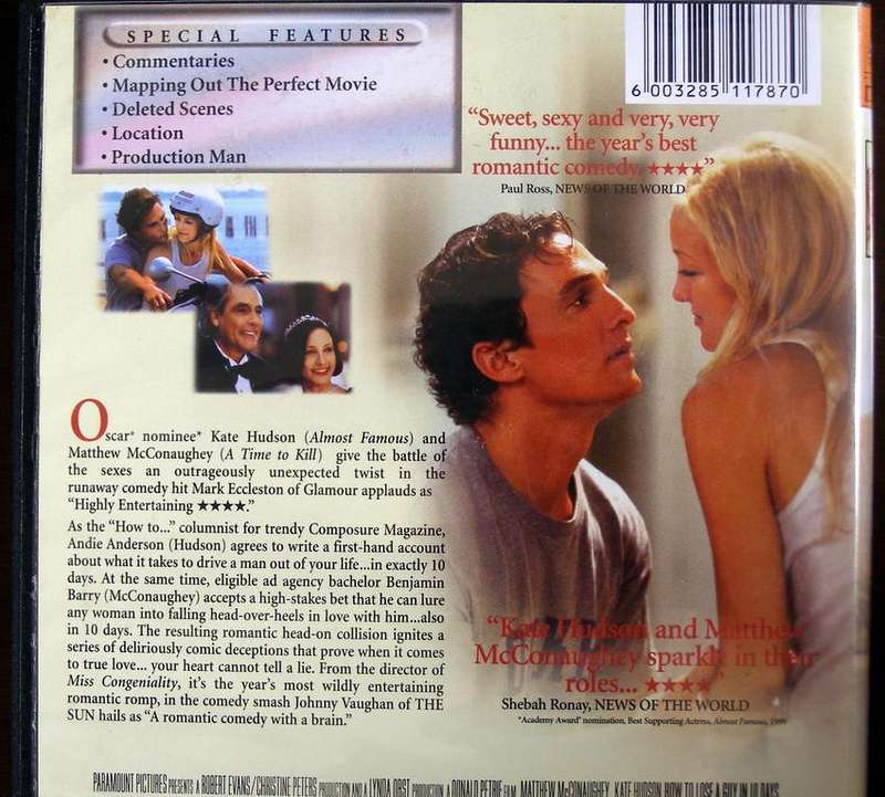 DVD MOVIE - HOW TO LOSE A GUY IN 10 DAYS with Matthew McConaughey, Kate Hudson