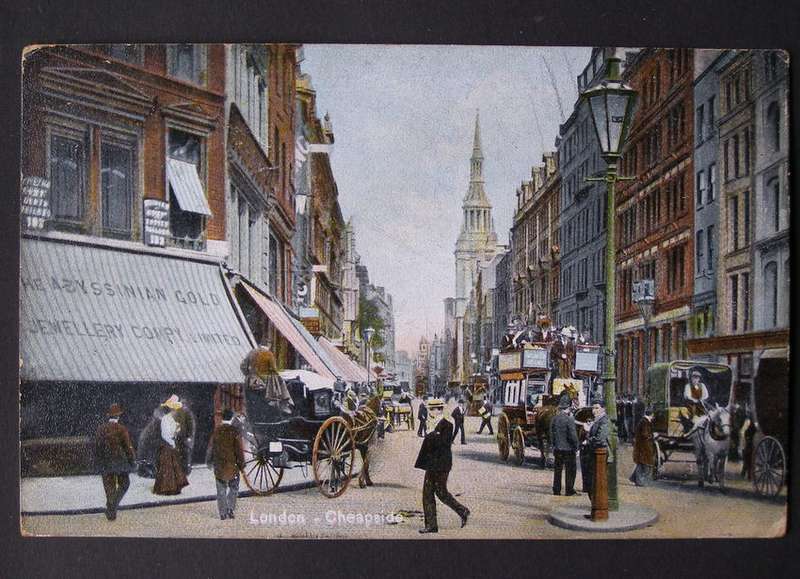 H.M. & Co. London Views Series POSTCARD - Cheapside, London 1904