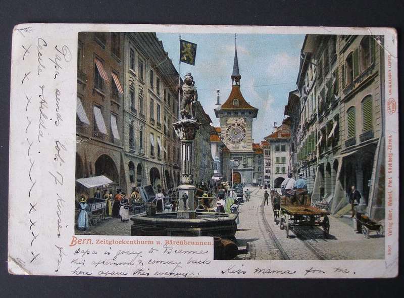 Louis Glaser Swiss POSTCARD - Bern Street Scene 1905