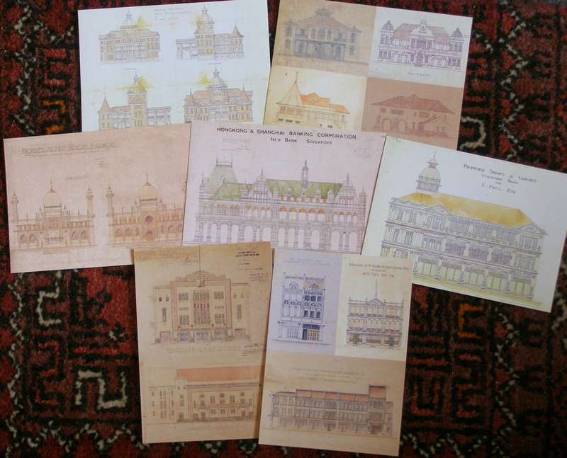 Seven Large National Heritage Board POSTCARDS - Architectural Designs
