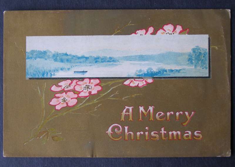 Vintage Gilded POSTCARD - A Merry Christmas