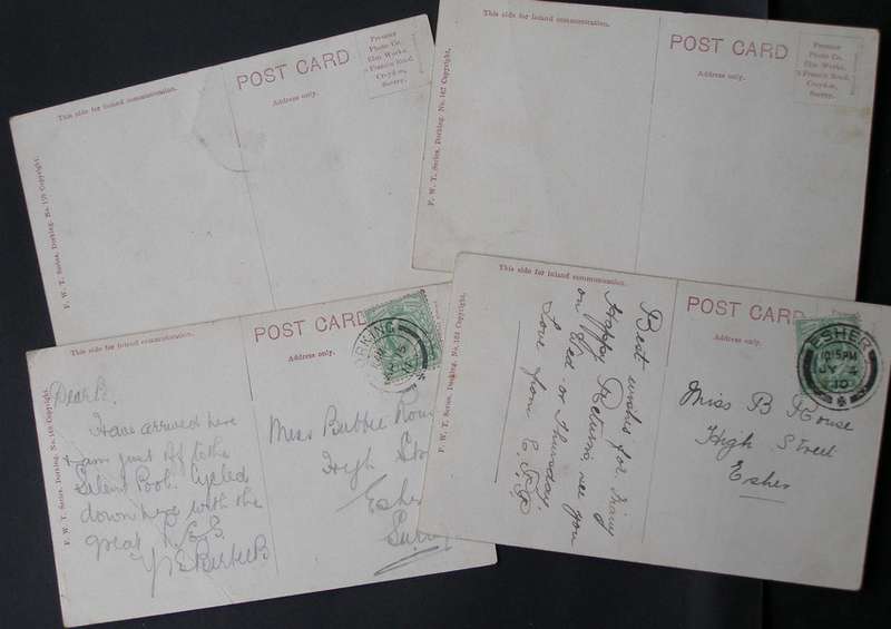 Four F.W.T. Series POSTCARDS - Boxhill 1910/11