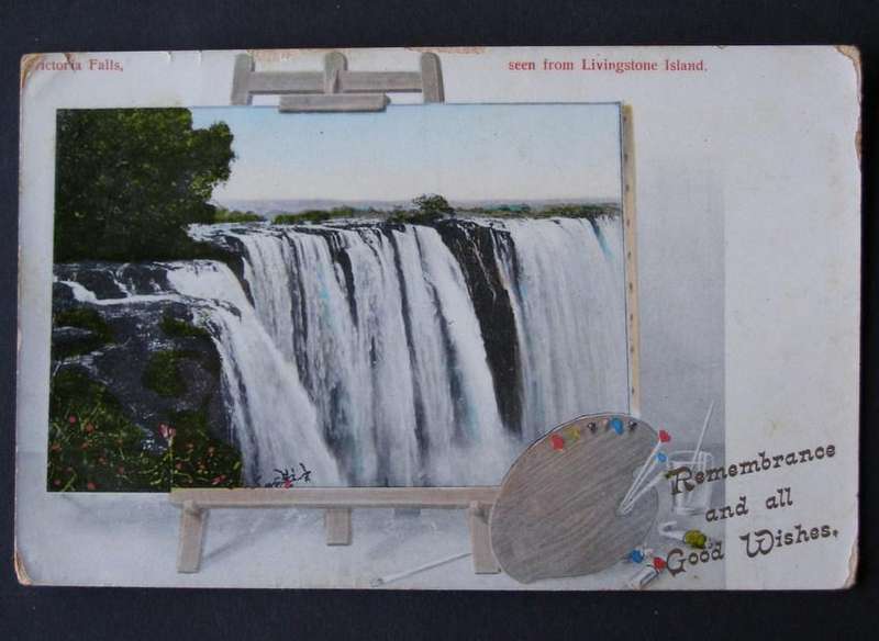Vintage Rhodesian POSTCARD - Victoria Falls, seen from Livingstone Island