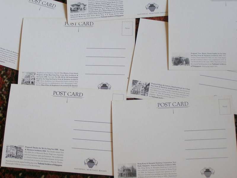Seven Large National Heritage Board POSTCARDS - Architectural Designs