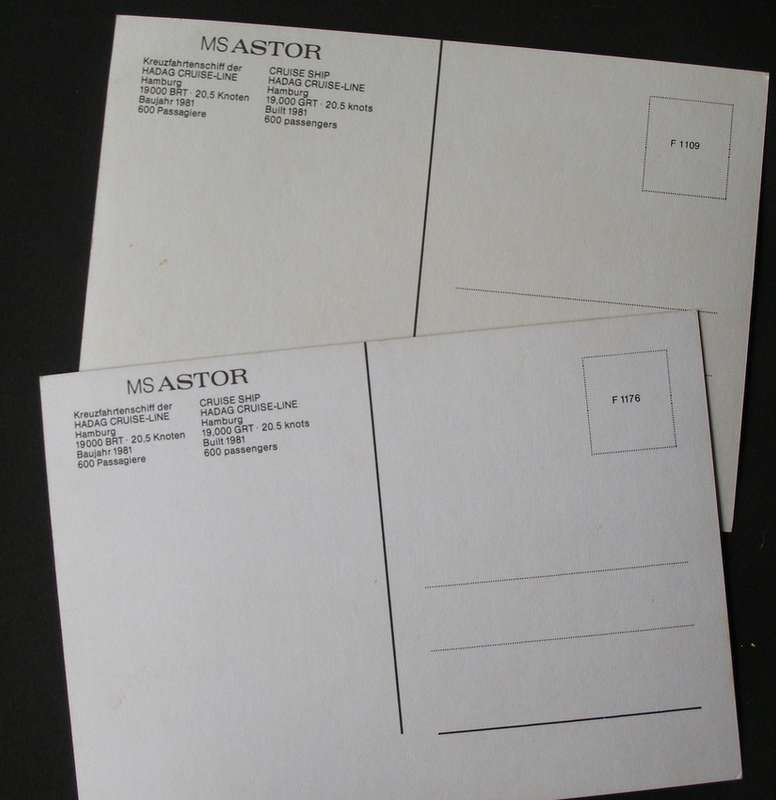 Two Maritime POSTCARDS - M.S. Astor //Ships
