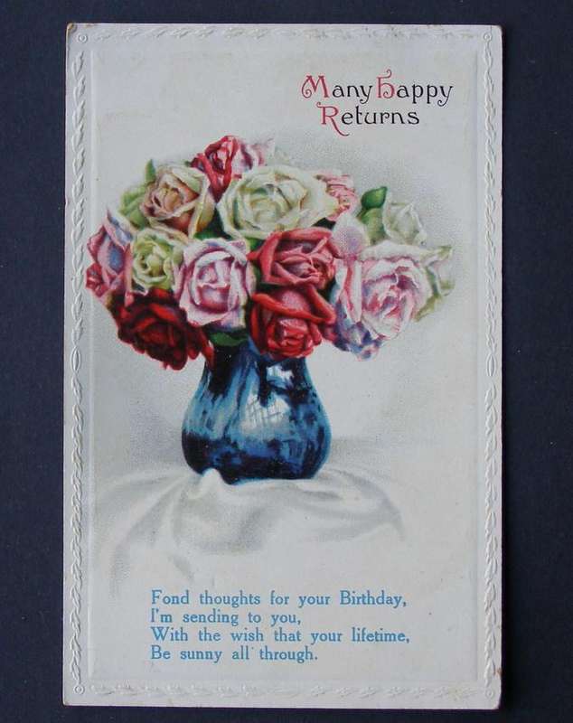 Vintage Embossed POSTCARD - Many Happy Returns 1931