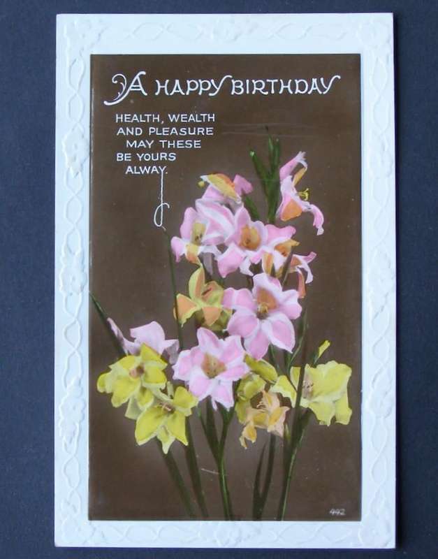 Vintage Embossed POSTCARD - A Happy Birthday 1931