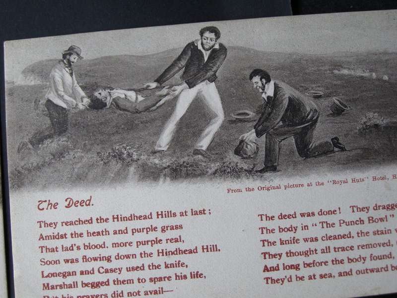 W. Rollason POSTCARD SET - Poem of an old crime depicted at Hindshead