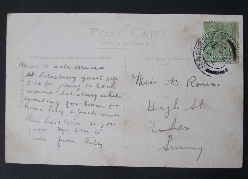Velentine's Series POSTCARD - Salisbury Cathedral from the River 1911