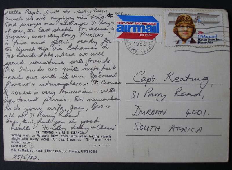 Virgin Islands POSTCARD - Veterans Drive, St. Thomas 1982