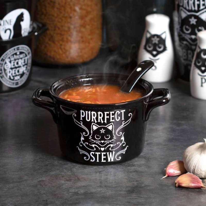 Alchemy Gothic MRB1 Purrfect Stew Bowl & Spoon Set