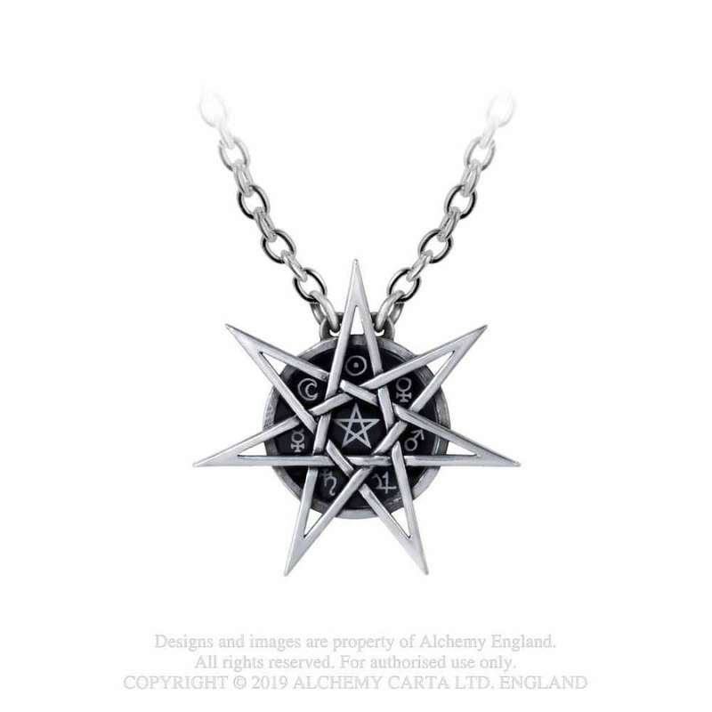 Alchemy Gothic P878 Elven Star -- septagram seven paths to higher self necklace
