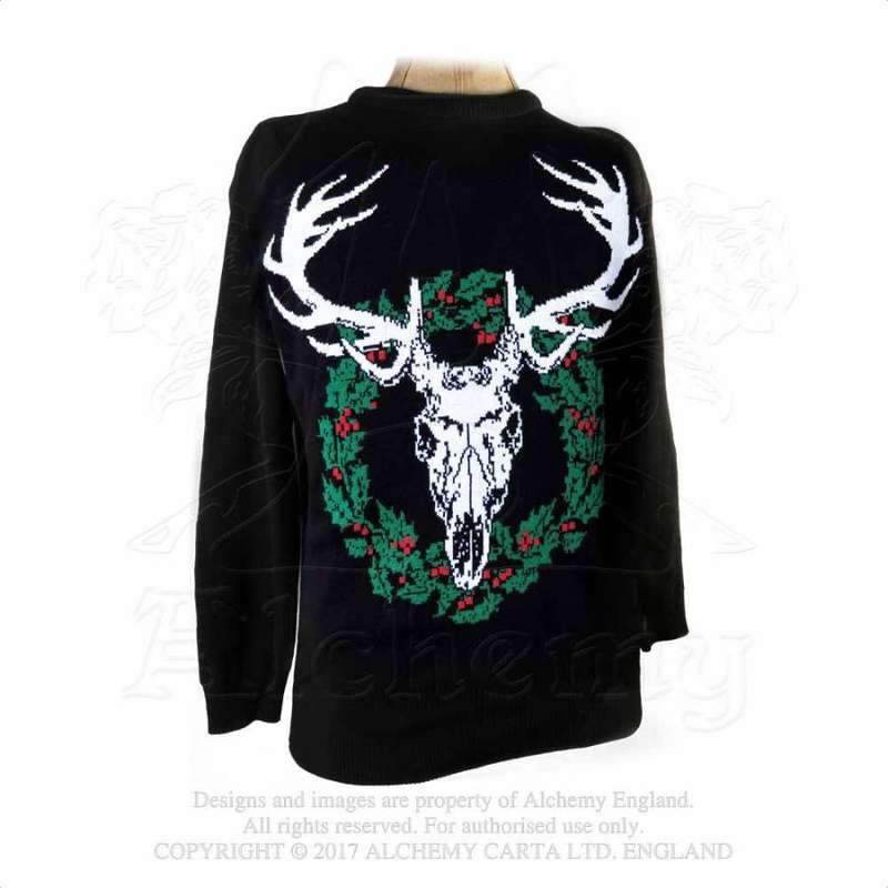 Alchemy Gothic XJ3 White Heart Wreath Christmas Jumper -- UK Size: Small