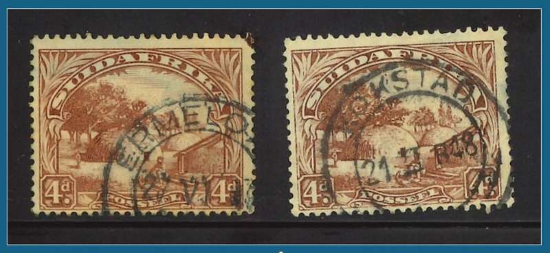 Union of South Africa - 4d Pictorials - Ermelo & Kokstad Postmarks