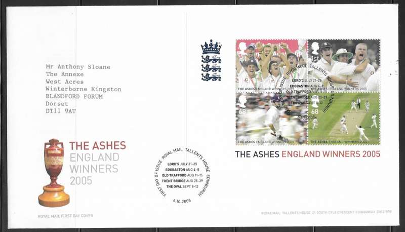 Great Britain - The Ashes England Winners 2005 - Minisheet FDC - Cricket