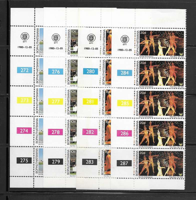 Bophuthatswana 1980 - Tourism - Full Set of Control Strips - MNH