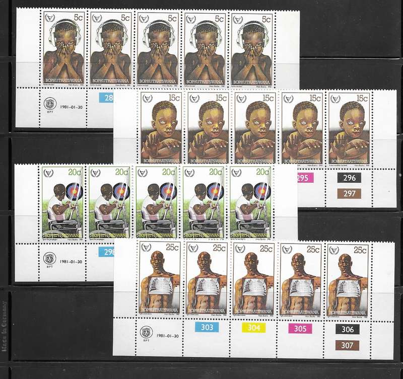 Bophuthatswana 1981 - International Year of the Disabled - Full Set of Control Strips - MNH