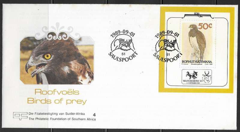 Bophuthatswana 1989 - Birds of Prey - Mini Sheet FDC